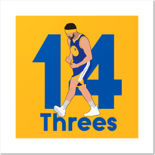 Klay Thompson 14 Three's Celebration - Golden State Warriors Posters and Art